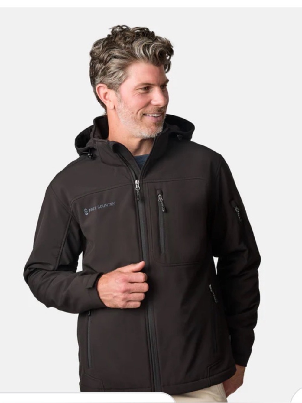 Free Country Men's Dark Brown Hooded Softshell Jacket